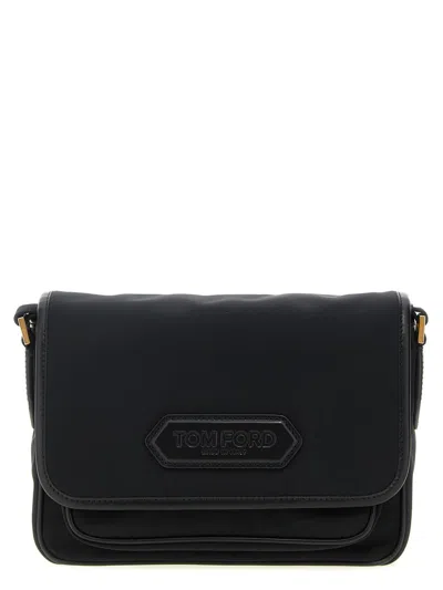 Tom Ford Leather Detail Shoulder Strap In Black