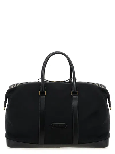 Tom Ford Leather Details Travel Bag In Black