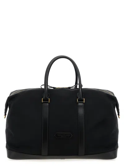 Tom Ford Leather Details Travel Bag In Black