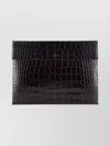 Tom Ford Leather Document Holder Featuring Crocodile Texture In Brown