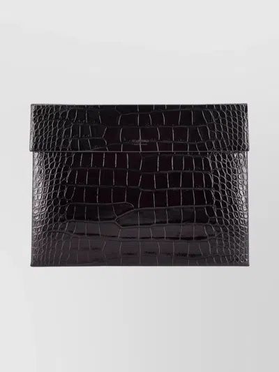 TOM FORD LEATHER DOCUMENT HOLDER FEATURING CROCODILE DESIGN