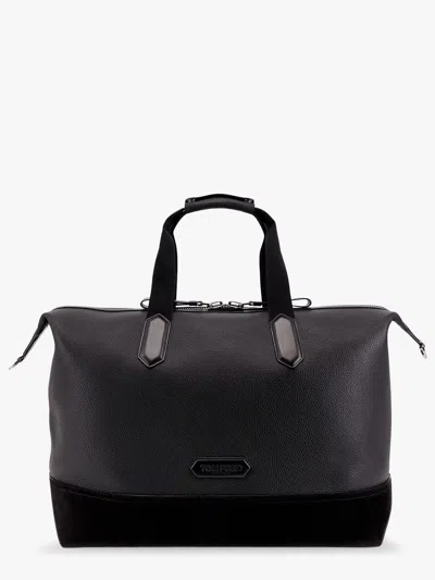 Tom Ford Leather Duffle Bag With Suede Inserts And Logo Patch