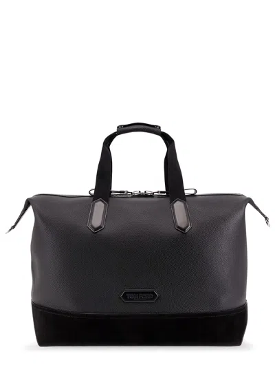 Tom Ford Leather Duffle Bag With Suede Inserts And Logo Patch
