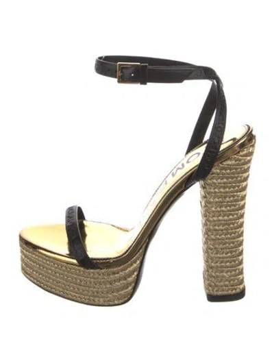 Pre-owned Tom Ford Leather Espadrilles In Black