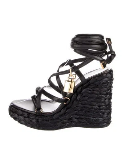 Pre-owned Tom Ford Leather Espadrilles In Black