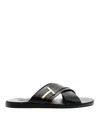 TOM FORD LEATHER FLAT SANDALS