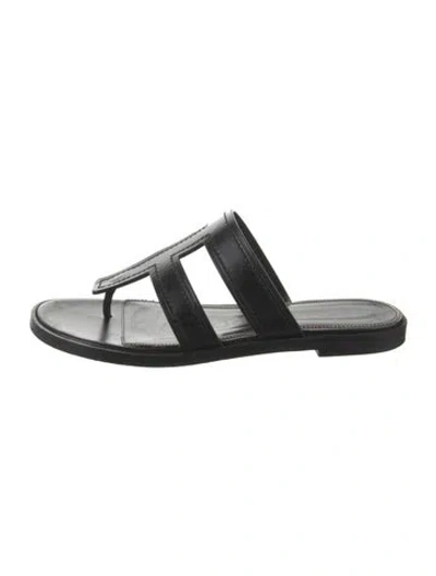 Pre-owned Tom Ford Leather Flip Flops In Black