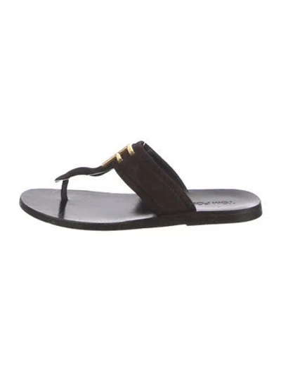 Pre-owned Tom Ford Leather Flip Flops In Brown