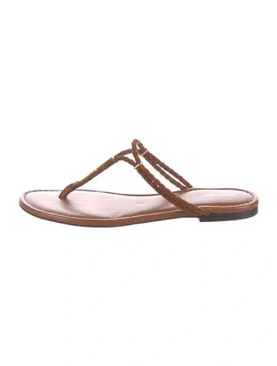 Pre-owned Tom Ford Leather Flip Flops In Brown