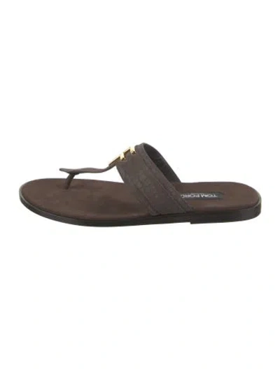 Pre-owned Tom Ford Leather Flip Flops In Brown