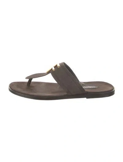 Pre-owned Tom Ford Leather Flip Flops In Gray