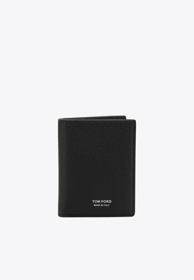 Tom Ford Leather Folding Cardholder In Black