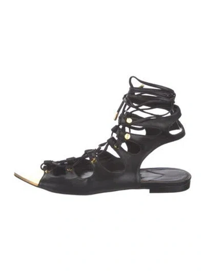 Pre-owned Tom Ford Leather Gladiator Sandals In Black