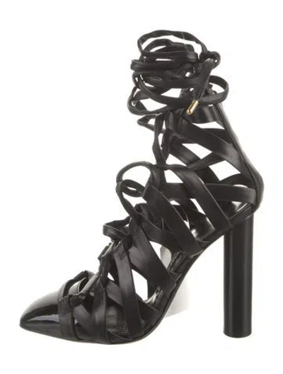 Pre-owned Tom Ford Leather Gladiator Sandals In Black