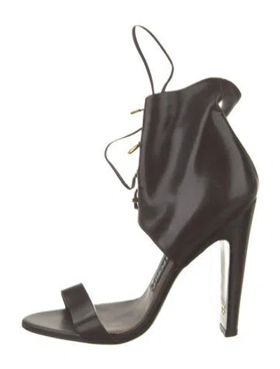 Pre-owned Tom Ford Leather Gladiator Sandals In Black