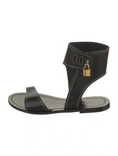 Pre-owned Tom Ford Leather Gladiator Sandals In Black