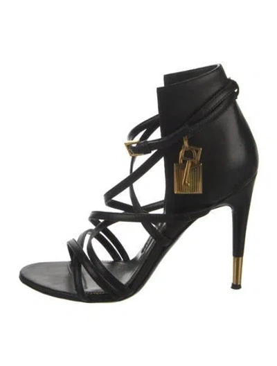 Pre-owned Tom Ford Leather Gladiator Sandals In Black
