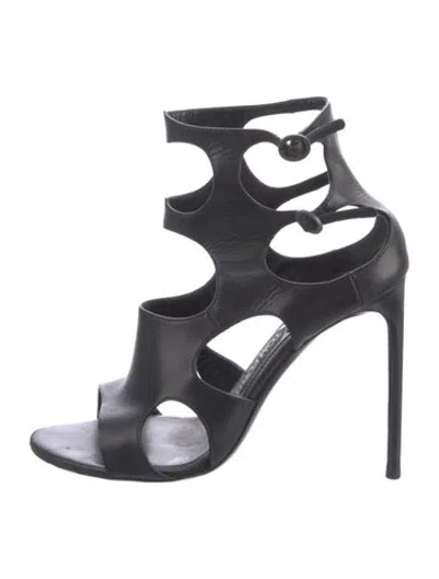 Pre-owned Tom Ford Leather Gladiator Sandals In Black
