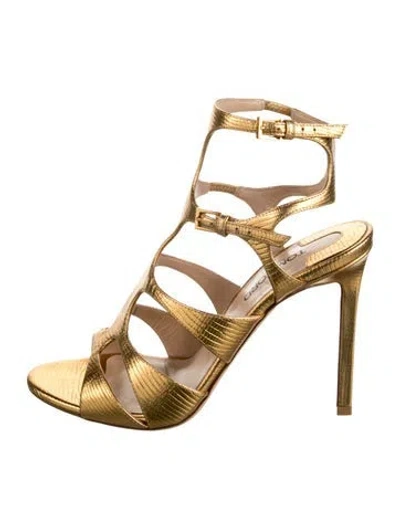 Pre-owned Tom Ford Leather Gladiator Sandals In Gold