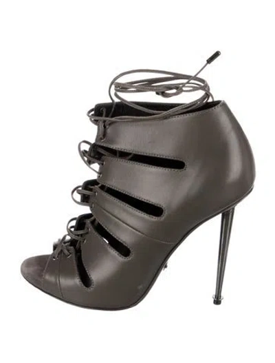 Pre-owned Tom Ford Leather Gladiator Sandals In Gray