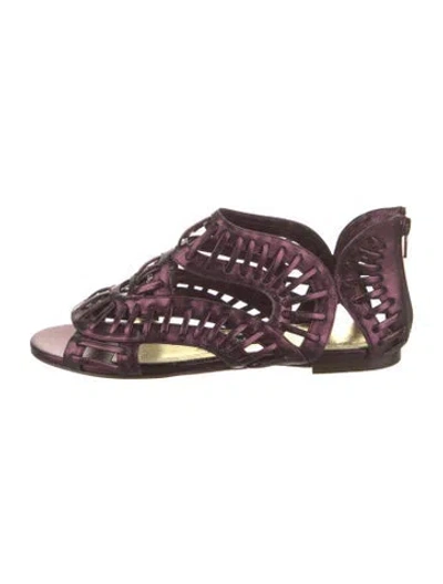 Pre-owned Tom Ford Leather Gladiator Sandals In Purple