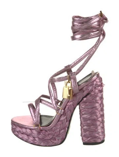 Pre-owned Tom Ford Leather Gladiator Sandals In Purple
