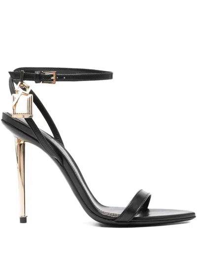 Tom Ford Leather Heel Sandals In Black