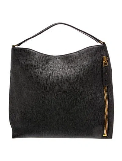 Pre-owned Tom Ford Leather Hobo In Black