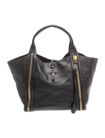 Pre-owned Tom Ford Leather Hobo In Black
