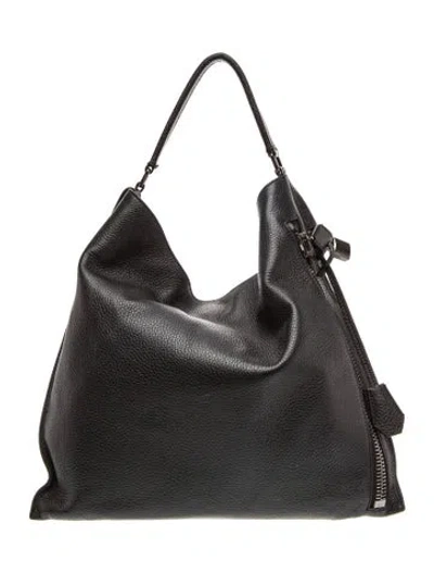 Pre-owned Tom Ford Leather Hobo In Black