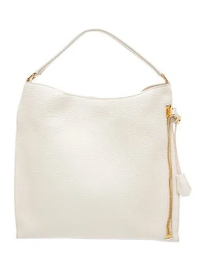 Pre-owned Tom Ford Leather Hobo In Neutral