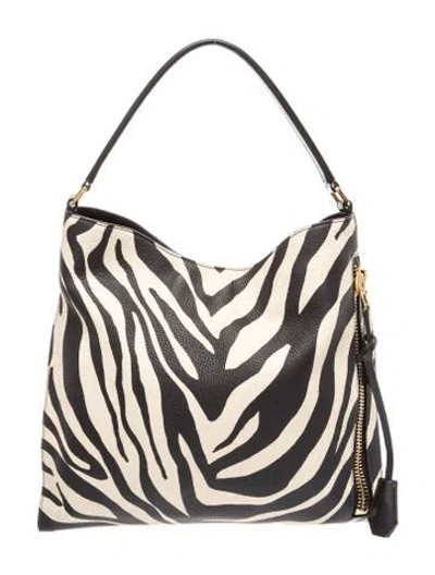Pre-owned Tom Ford Leather Hobo In Neutral