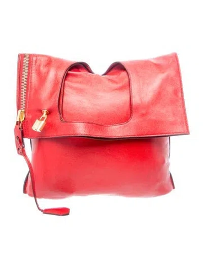 Pre-owned Tom Ford Leather Hobo In Red