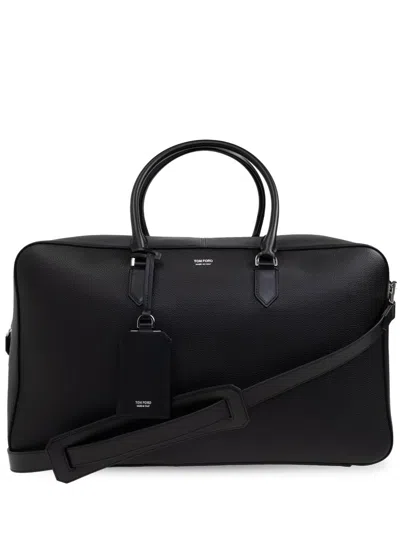 Tom Ford Leather Holdall In 黑色