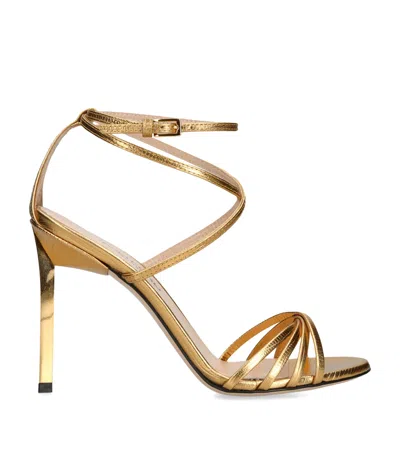 Tom Ford 105mm Laminated Leather Sandals In Gold