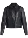 Tom Ford Embossed Finish Leather Jacket With Snap Buttons In Black