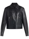 Tom Ford Embossed Finish Leather Jacket With Snap Buttons In Black