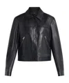 Tom Ford Embossed Finish Leather Jacket With Snap Buttons In Black