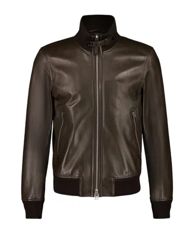 Tom Ford Leather Jacket In Brown