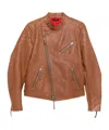 Tom Ford Leather Biker Jacket In Brown