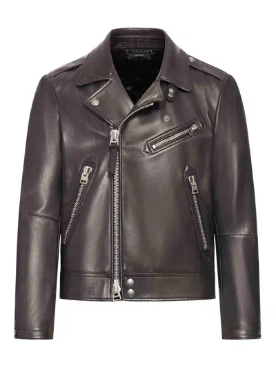 Tom Ford Leather Jacket In Black