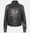 Tom Ford Embossed Finish Leather Jacket With Snap Buttons In Schwarz