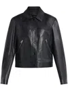 Tom Ford Embossed Finish Leather Jacket With Snap Buttons In Schwarz