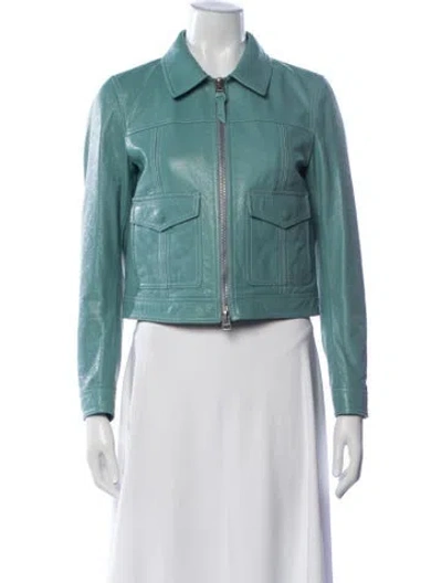 Pre-owned Tom Ford Leather Jacket W/ Tags In Blue