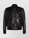 Tom Ford Leather Jacket With Front Pockets And High Collar In Black