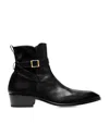 Tom Ford Kenneth Grained Leather Buckle Boots In Black