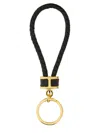 Tom Ford Braided Calf Leather Keychain With Polished Gold-tone Ring In Black
