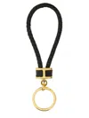 Tom Ford Braided Calf Leather Keychain With Polished Gold-tone Ring In Black