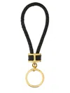 Tom Ford Braided Calf Leather Keychain With Polished Gold-tone Ring In Black