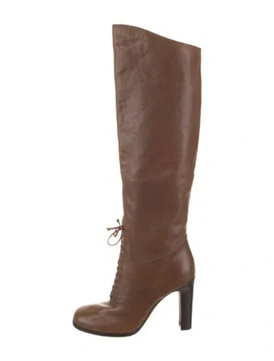 Pre-owned Tom Ford Leather Lace-up Boots In Brown